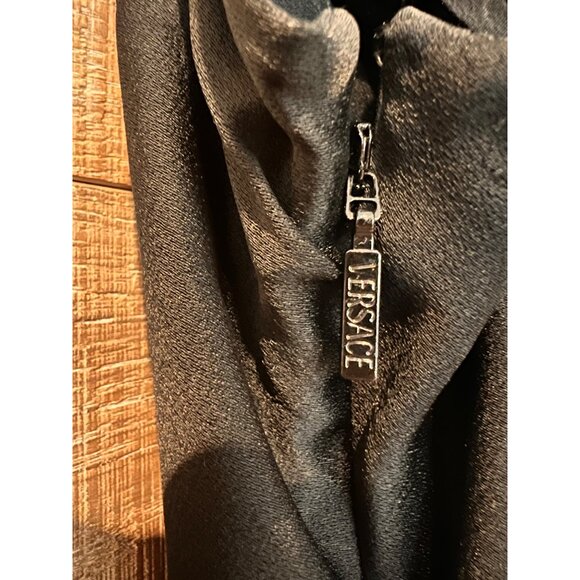 Versace Satin Lace-Embroidered black Midi Slip Dress Size 40/ US 4 - Picture 12 of 15